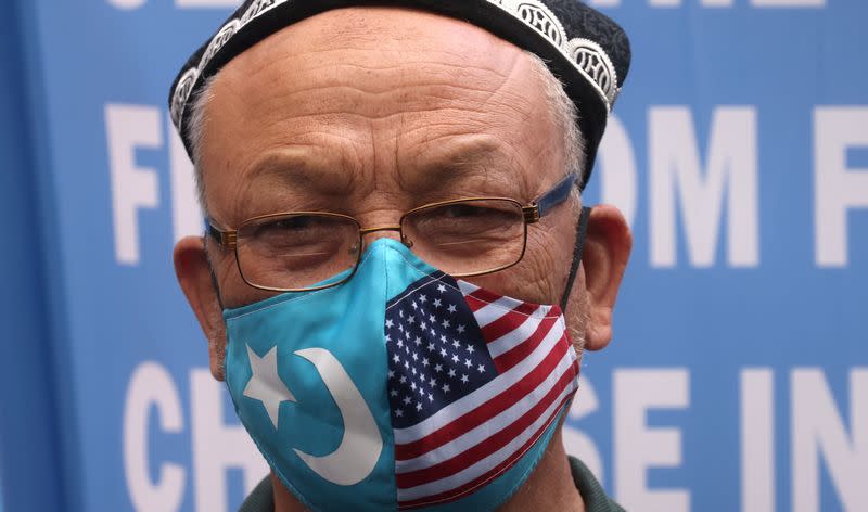 FILE PHOTO: Protest against China's treatment of the Uyghurs outside the U.S. State Department in Washington