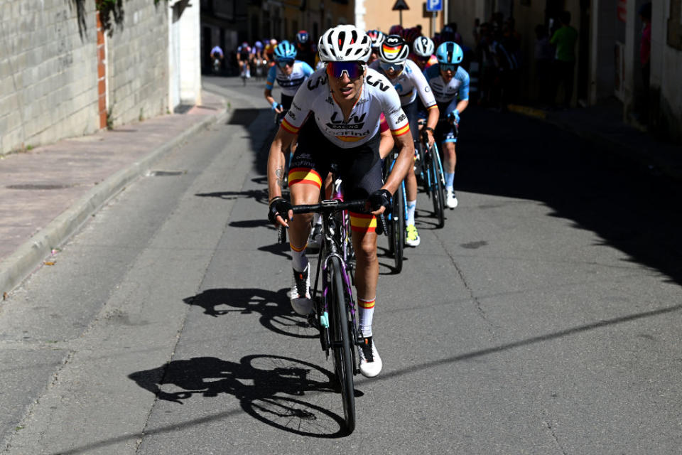 Mavi Garcia leading the peloton in Spain