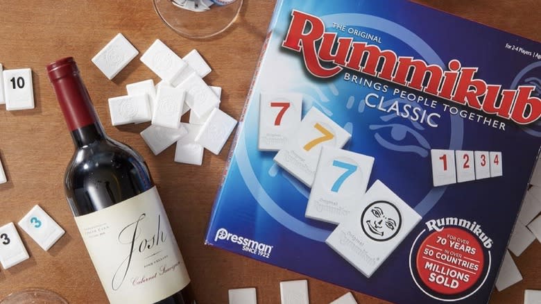 Josh wine bottle and rummikub