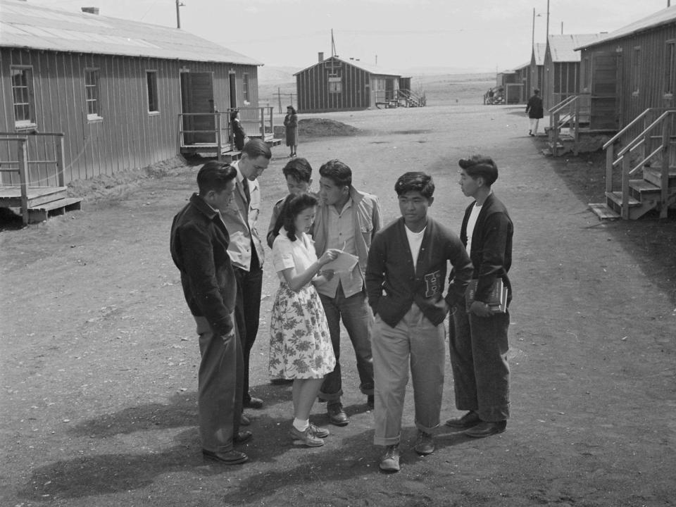High school students at Japanese internment camp