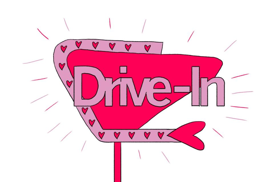 Illustration of a sign for a drive-in