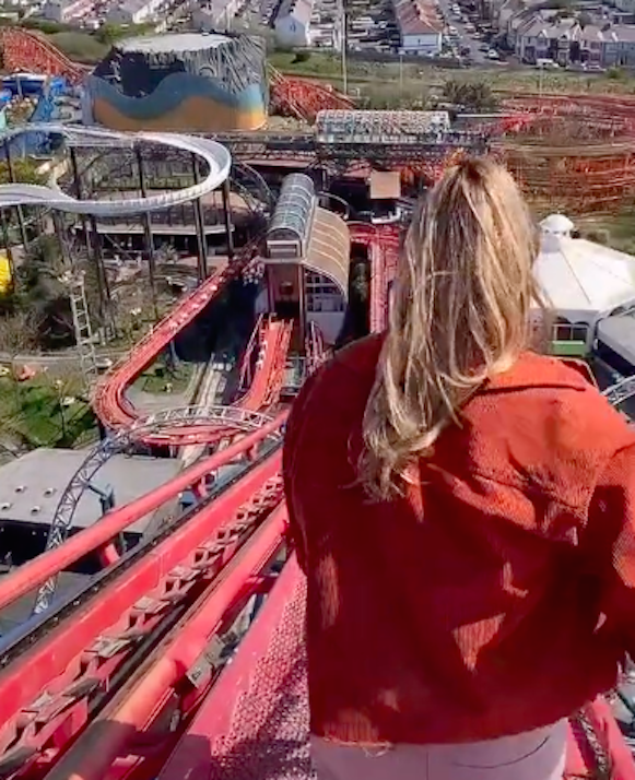 One of the riders posted a video clip of the steep walk down the rollercoaster. (TikTok/@geo_connor)