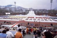 <p>The Olympic flag was first raised upside down during the ceremony, an unfortunate mistake. The <a href="https://www.olympic.org/sarajevo-1984-mascot" rel="nofollow noopener" target="_blank" data-ylk="slk:mascot of the Winter Games;elm:context_link;itc:0;sec:content-canvas" class="link ">mascot of the Winter Games</a>, a wolf named Vučko<span class="redactor-invisible-space">, was chosen via newspaper contest. </span></p>