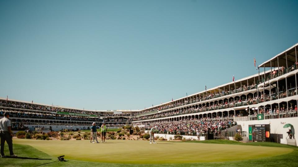 TPC Scottsdale's Stadium Course is home to the WM Phoenix Open—aka "The Greatest Show on Grass" and one of the world's best-attended golf tournaments, welcoming over 700,000 fans in early February.<p>White Tie Productions/Ashley Orellana</p>