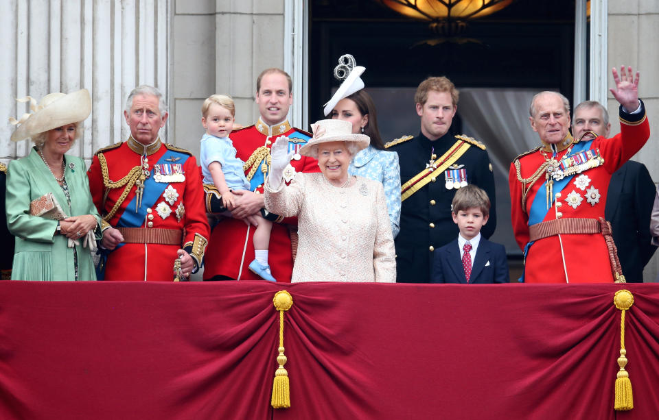 The royal family attend the Trooping The Colour ceremony on June 13, 2015 in London, England. 