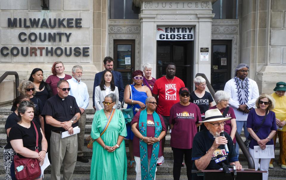 Rev. Joseph Ellwanger of MICAH, seen during a press conference on June 18 about youth in the criminal justice system.