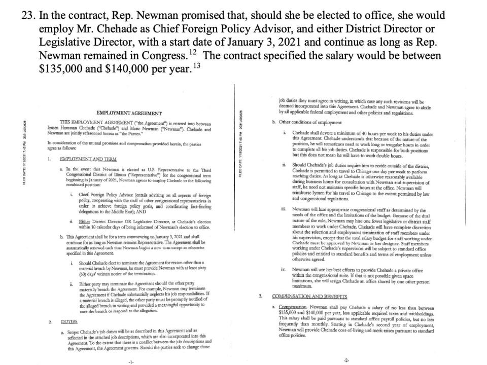 The contract signed by Newman and Chehade, as presented in OCE's report.