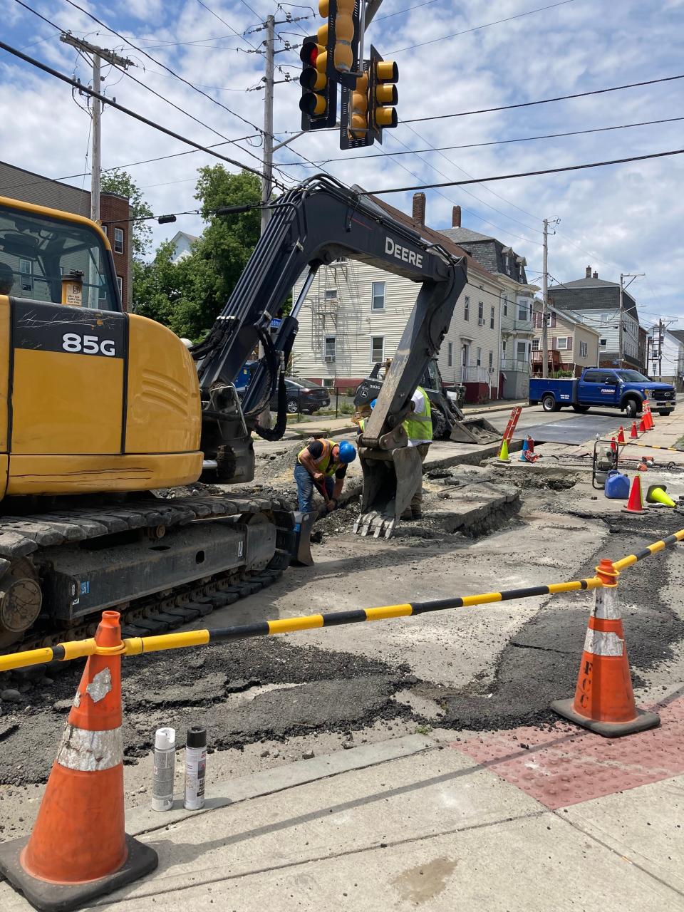 Crews working for Liberty Utilities work on a project on Rodman Street on Friday where a portion of the road is closed to traffic. Work to begin at night around July 10.