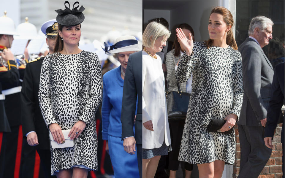 The Duchess of Cambridge recycled a Hobbs coat first worn in 2013 while pregnant with Princess Charlotte [Photo: Getty]