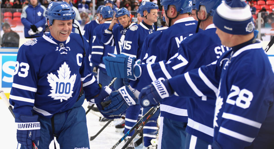 Doug Gilmour is back in blue and white.  (Photo by Dave Sandford/NHLI via Getty Images)