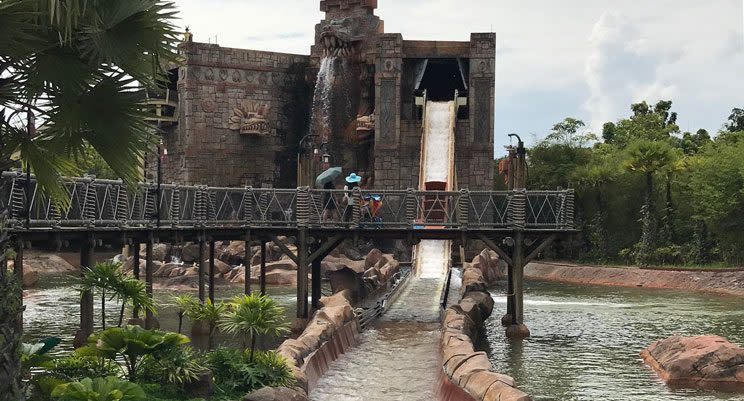 A ride down the rapids in Dino Island.