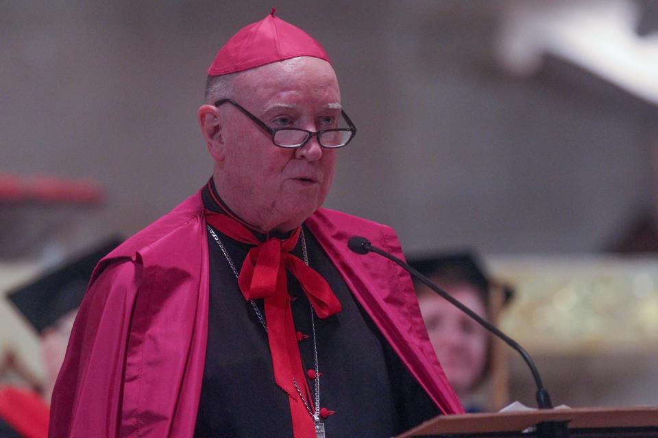 Reverend W. Francis Malooly addresses faculty, family and graduates at Padua Academy's 60th annual commencement exercise Thursday, June 1, 2017, at St. Anthony's Roman Catholic Church in Wilmington.