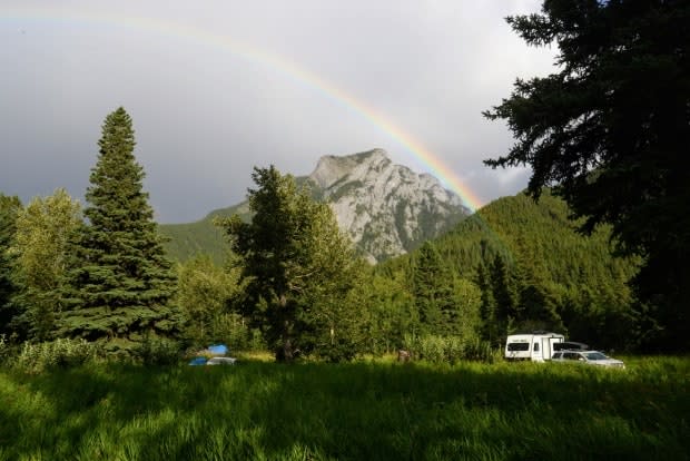 Despite a drop in temperatures and precipitation in the forecast for areas including Kananaskis Country, Alberta Environment and Parks says more than 161,000 campsite reservations were made across the province as of May 20. (Helen Pike/ CBC - image credit)
