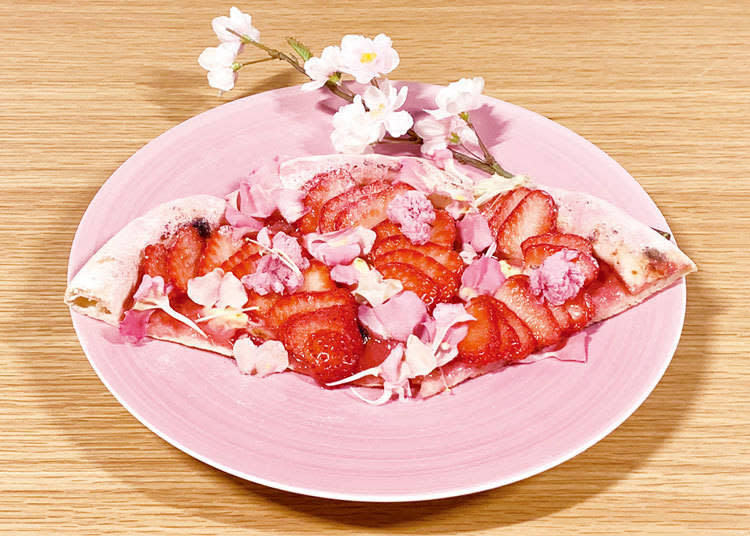 Sakura chill pizza with edible petals