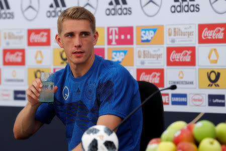 Soccer Football - FIFA World Cup - Germany Press Conference - Eppan, Italy - May 26, 2018 Germany's Nils Petersen during the press conference REUTERS/Leonhard Foeger