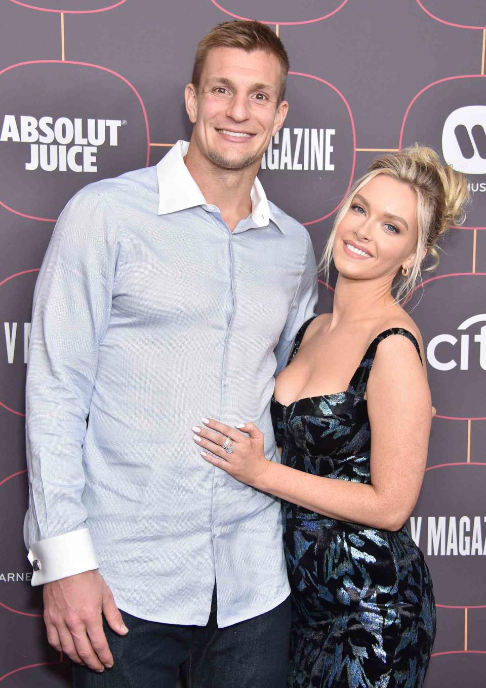 Rob Gronkowski and Camille Kostek attend the Warner Music Group Pre-Grammy Party 2020 at Hollywood Athletic Club on January 23, 2020 in Hollywood, California