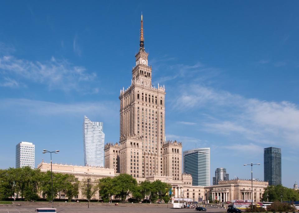 Completed in 1955, Warsaw's Palace of Culture and Science was designed by Soviet architect Lev Rudnev, a man who led the Stalinist architecture movement between 1933 and 1955.