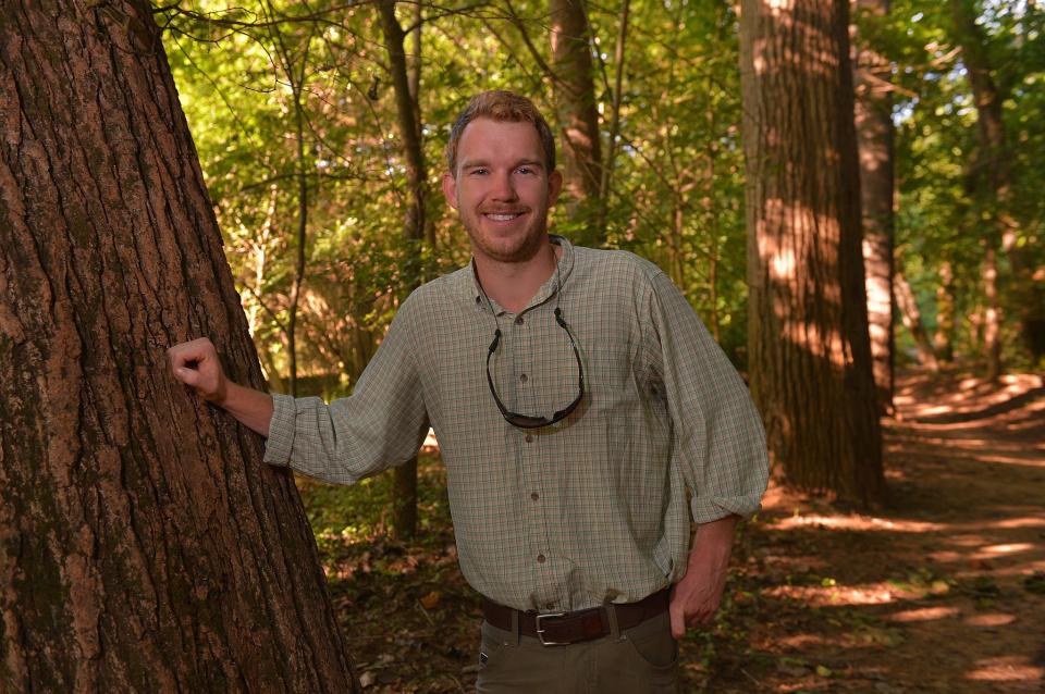 Sam Parrott is the new executive director of the Spartanburg Area Conservancy (SPACE). A native of Spartanburg, Parrott is a graduate of Spartanburg Day School and Wofford College, where he majored in Environmental Studies. Parrott talks about his new role with SPACE while walking along the Cottonwood Trail in Spartanburg, Wednesday, August 10, 2022. 