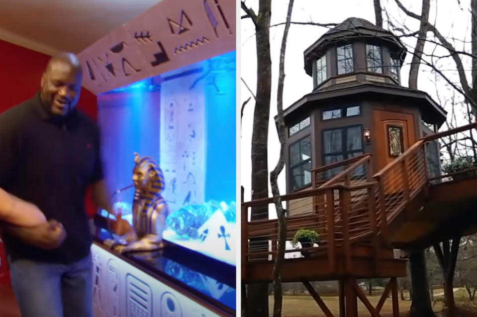 Shaq's fish tank and treehouse