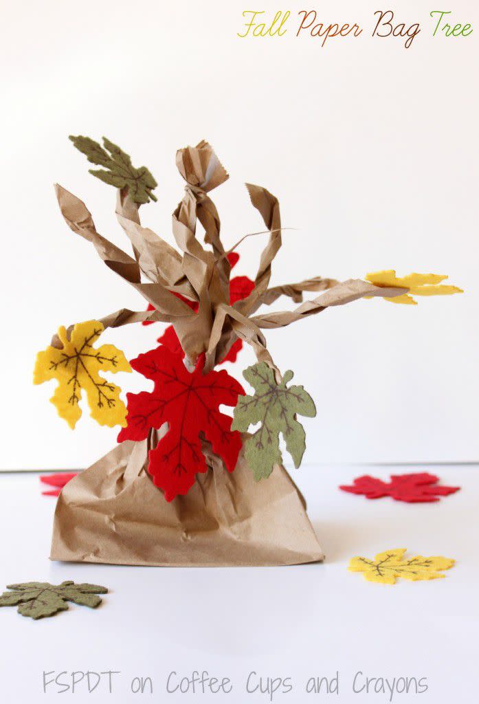 <p>These fall paper bag trees are a simple and colorful way to <a rel="nofollow noopener" href="https://www.womansday.com/home/decorating/g1972/last-minute-thanksgiving-decorations/" target="_blank" data-ylk="slk:brighten up your house;elm:context_link;itc:0;sec:content-canvas" class="link ">brighten up your house</a> during Thanksgiving. Create several trees at different heights and you've got a centerpiece for your dinner table. </p><p><strong>Get the tutorial at <a rel="nofollow noopener" href="https://www.coffeecupsandcrayons.com/fall-paper-bag-tree/" target="_blank" data-ylk="slk:Coffee Cups and Crayons;elm:context_link;itc:0;sec:content-canvas" class="link ">Coffee Cups and Crayons</a>.</strong></p>