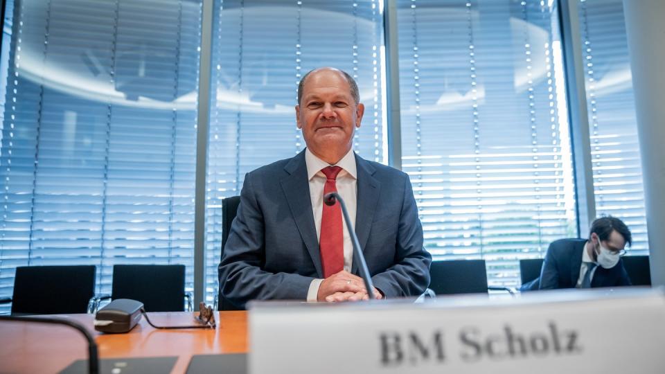 Finanzminister Olaf Scholz bei der Sitzung des Bundestags-Finanzausschusses zum Wirecard-Skandal.