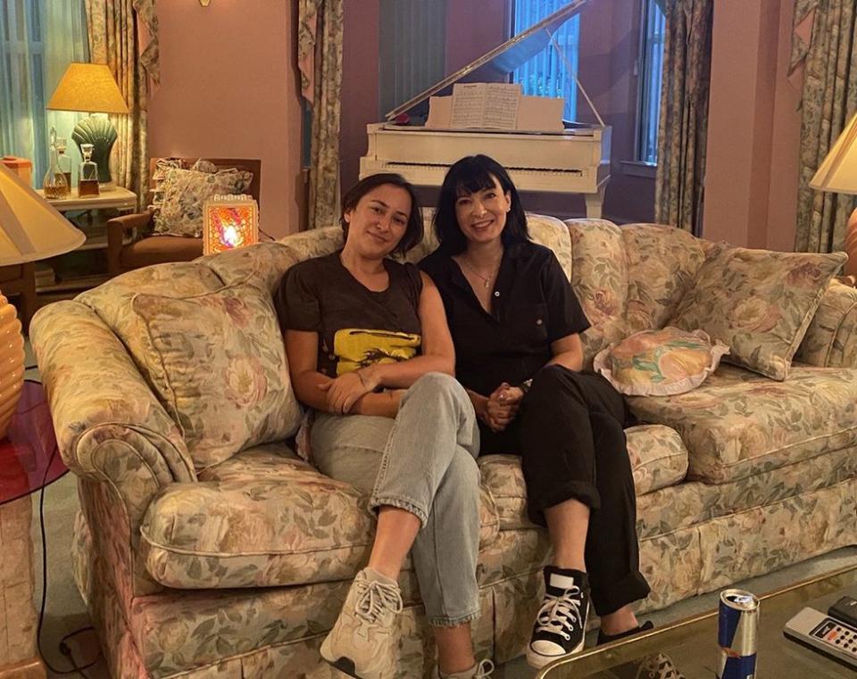 Zelda Williams and Diablo Cody on the set of Lisa Frankenstein