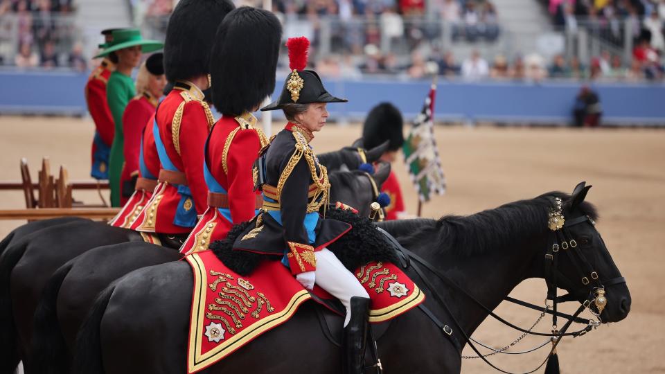 Riding horseback during Trooping the Colour