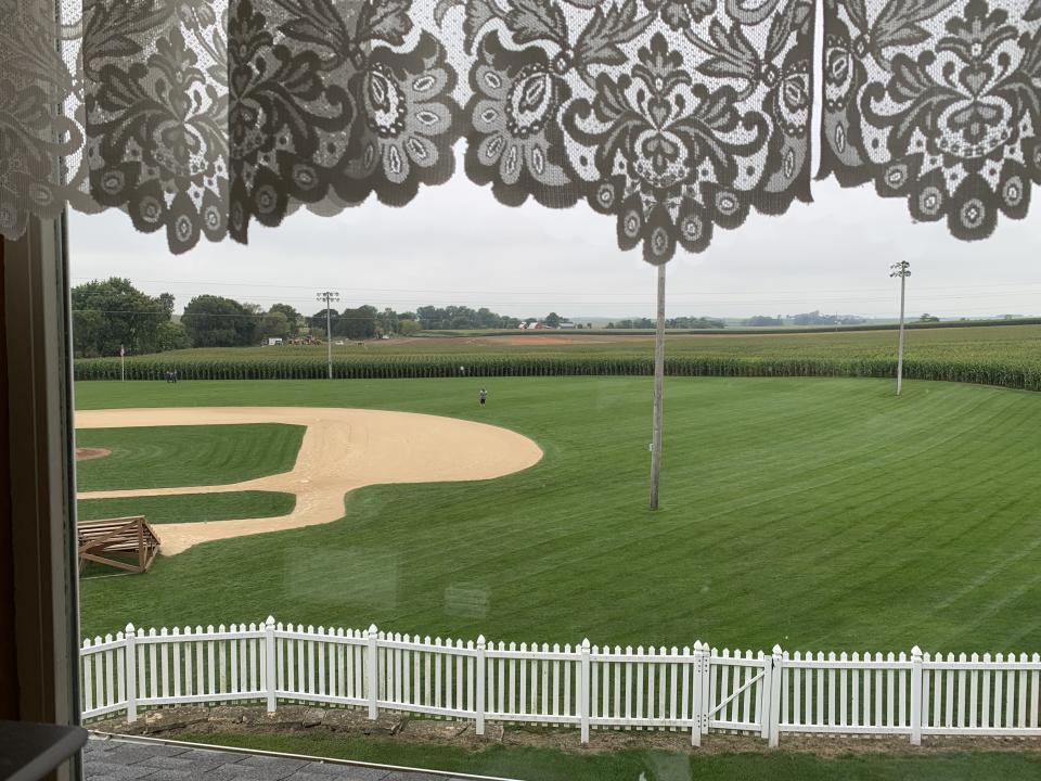 The field where the Yankees and White Sox will play is being construction just beyond the left field wall of corn. (Yahoo Sports)