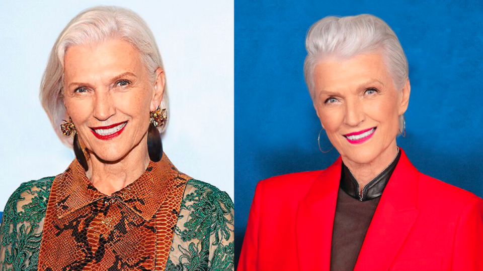 Side-by-side of model Maye Musk