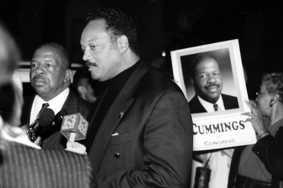 Politician and Maryland congressional representative Elijah Cummings and politician, civil rights activist and preacher the Reverend Jesse Jackson in 1978. (Photo: Afro American Newspapers/Gado/Getty Images)