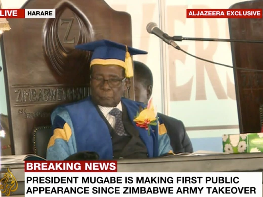 robert mugabe sleeping