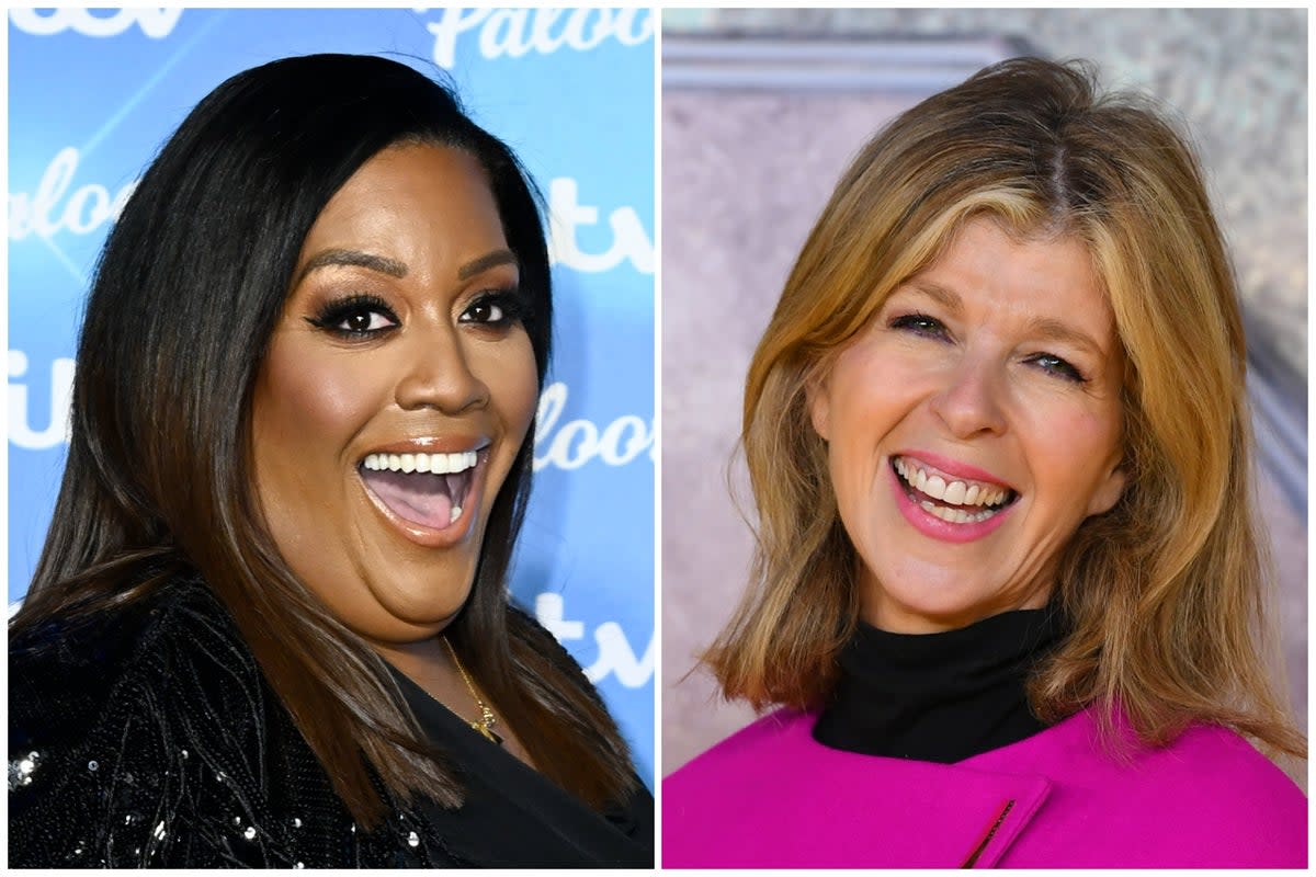 Kate Garraway (right) has revealed the moment Alison Hammond (left) got proposed to at an airport  (ES Composite)