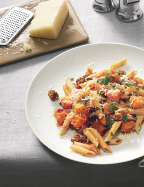 Pasta with butternut squash and lamb