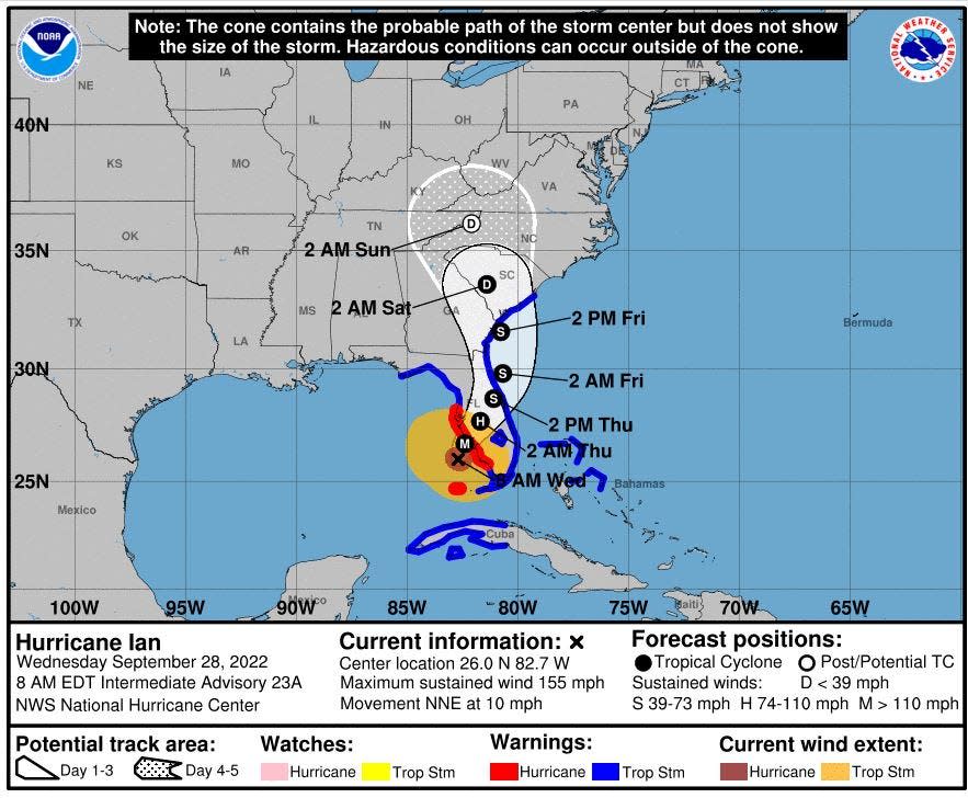 Hurricane Ian 8 a.m. map