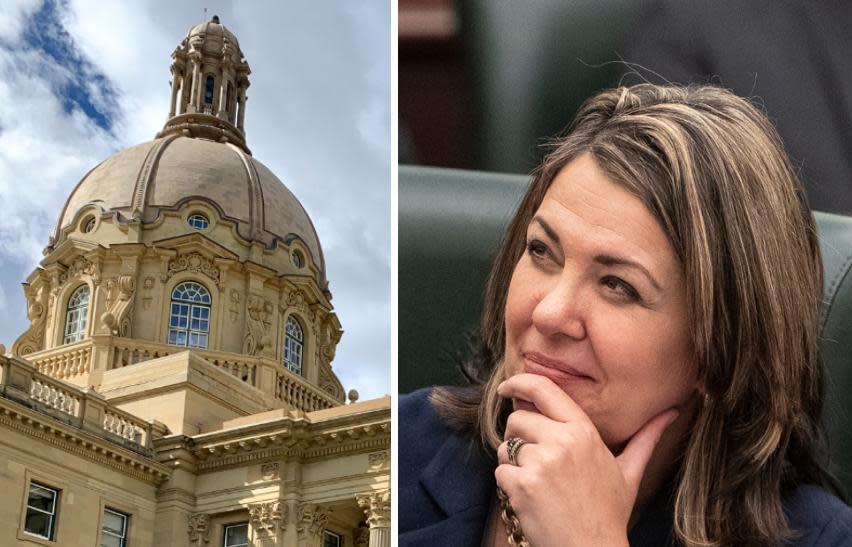 Since becoming Alberta premier, Danielle Smith has embarked on a streak of creating new agencies and institutions long enough to make a small-government conservative blush. (Adrienne Lamb/CBC, Jason Franson/Canadian Press - image credit)