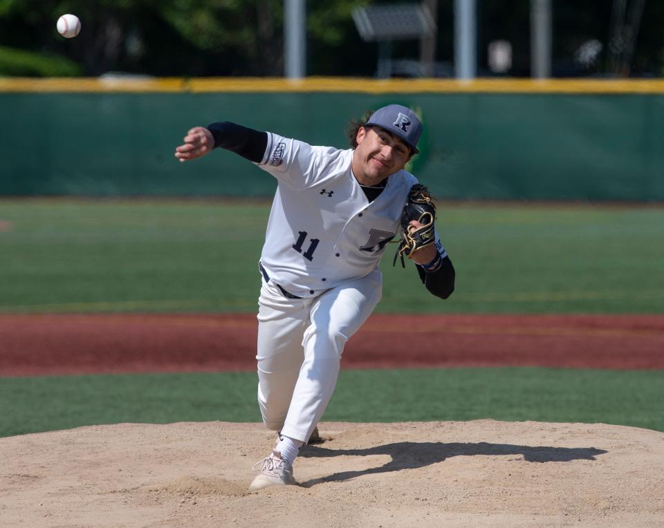 Ranney starting pitcher Nick Coniglio. Shore Conference Baseball Tournament semifinals featuring Rumson-Fair Haven vs. Ranney.  Red Bank, NJThursday May 18, 2023