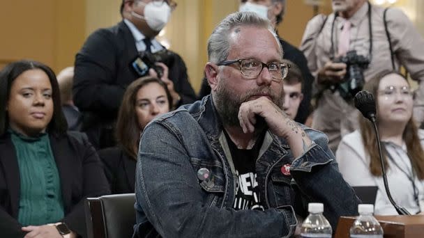 PHOTO: Jason Van Tatenhove, a member of the Oath Keepers, waits to testify during a public hearing of the U.S. House Select Committee to investigate the January 6 Attack on the U.S. Capitol, in Washington, July 12, 2022. (Elizabeth Frantz/Reuters)