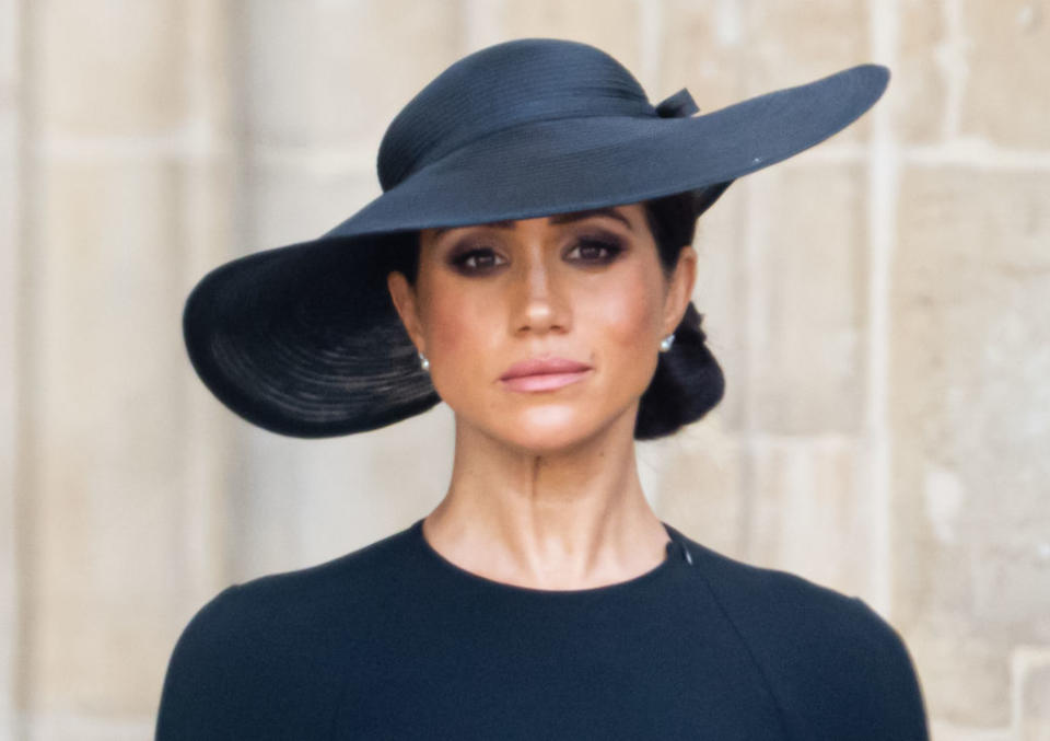 Meghan Markle wearing black at the Queen's funeral. 