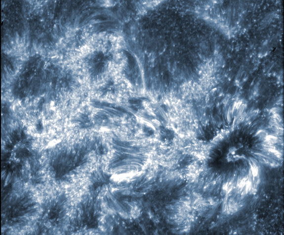 A still image from the first movie captured by the IRIS solar observatory, 21 hours after mission controllers opened the telescope’s door.