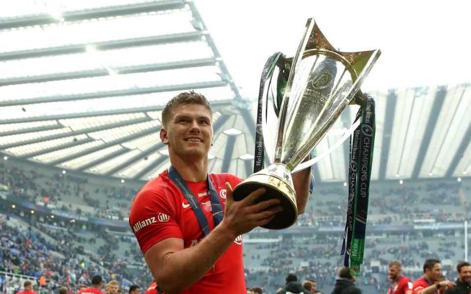 Owen Farrell after winning the Champions Cup with Saracens in 2019