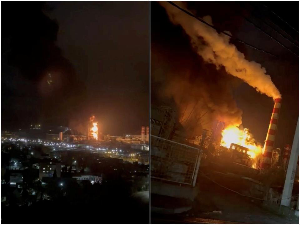 2024年1月25日，俄羅斯西南部克拉斯諾達爾邊疆區的土普塞煉油廠被無人機攻擊而起火。路透社