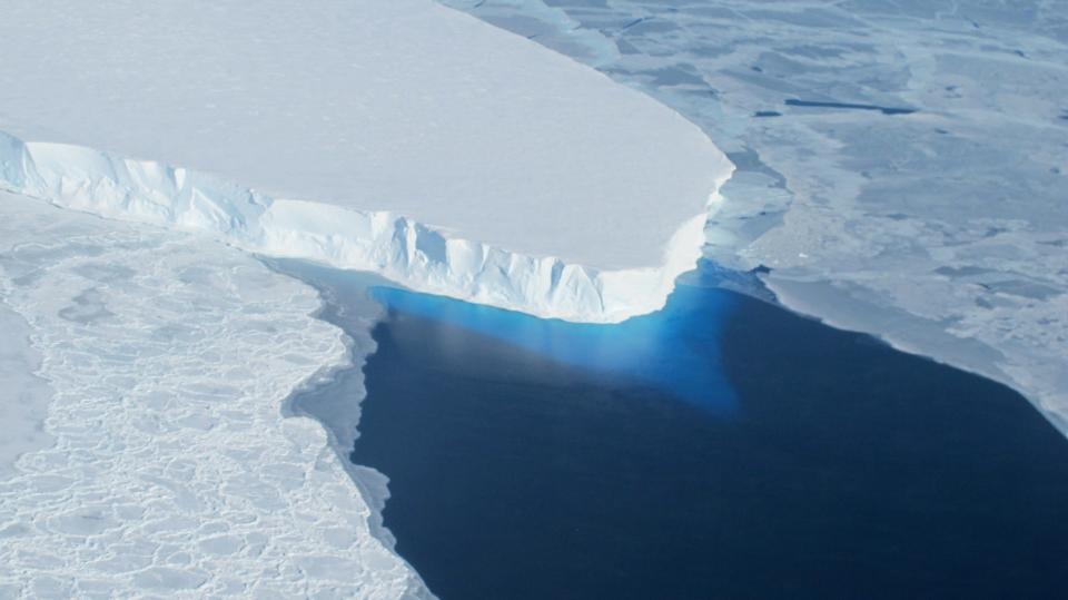 This undated photo courtesy of NASA shows Thwaites Glacier in western Antarctica.