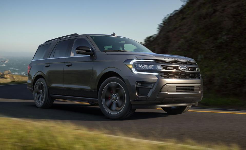 <p>If the spacious 2022 <a href="https://www.caranddriver.com/ford/expedition-expedition-max" rel="nofollow noopener" target="_blank" data-ylk="slk:Ford Expedition Max;elm:context_link;itc:0;sec:content-canvas" class="link ">Ford Expedition Max</a> (along with the standard Expedition) wants to succeed at dethroning GM from its title as king of the full-size SUV heap, it needs to up its game. The Fords are certainly big—and drive like it. The twin-turbocharged 3.5-liter V-6 boasts better EPA number than most here, but fuel economy was disappointing in our real-world testing. That engine makes 380 or 400 horsepower, depending on trim. The Timberline and Limited can be upgraded with the Stealth performance package that pushes output to 440 horsepower with 510 pound-feet of torque. Towing capacity is 9000 or 9300 pounds, depending on configuration. New for 2022 is a standard 12.0-inch touchscreen or an optional 15.5-inch unit. The base-model Expedition XL, which comes with only two rows of seating and standard rear-wheel drive, starts at $53,775. At the top end, the long-wheelbase Expedition Max Platinum rings in at $82,105, a price that would have us looking instead at some of the European luxury competition. <br> </p><ul><li>Base Price: $53,775 (Expedition) $60,480 (Expedition Max)</li><li>Powertrain: 380-hp twin-turbocharged 3.5-liter V-6, 400-hp twin-turbocharged 3.5-liter V-6, 440-hp twin-turbo 3.5-liter V-6 engine; 10-speed automatic transmission</li><li>Cargo space behind second row: 58-80 cubic feet</li><li> Cargo space behind third row: 19-34 cubic feet </li><li>Maximum conventional towing capacity: 9300 (Expedition) 9000 (Expedition Max) pounds</li></ul><p><a class="link " href="https://www.caranddriver.com/ford/expedition-expedition-max/specs" rel="nofollow noopener" target="_blank" data-ylk="slk:MORE EXPEDITION SPECS;elm:context_link;itc:0;sec:content-canvas">MORE EXPEDITION SPECS</a></p>