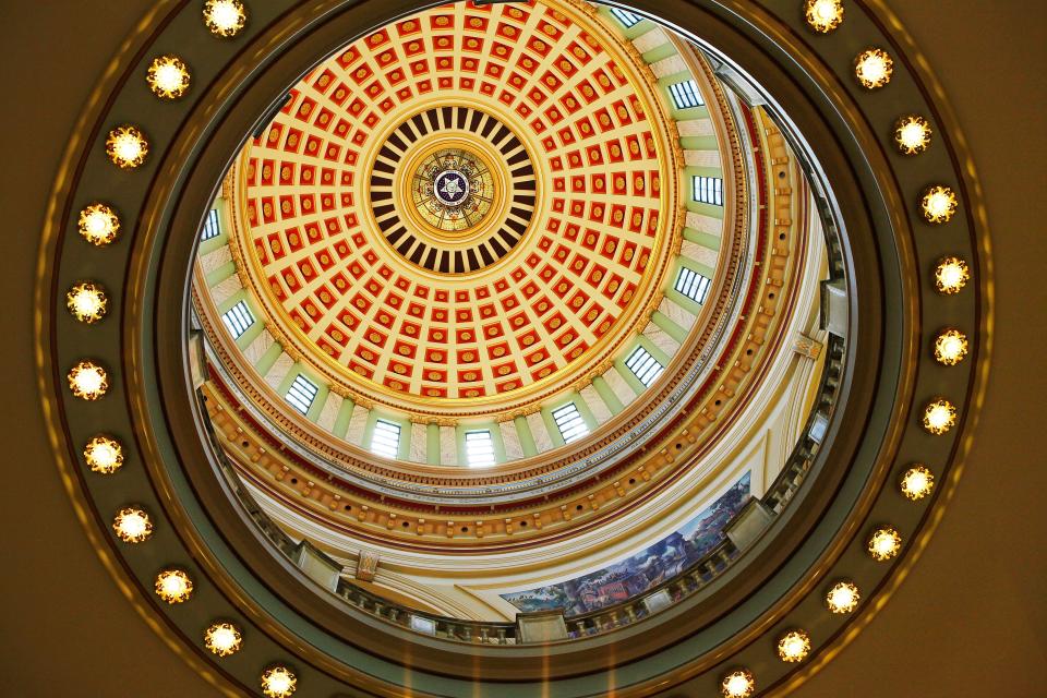 Gov. Kevin Stitt vetoed 50 bills this year during the regular state legislative session. This view shows the interior of the Oklahoma state Capitol.