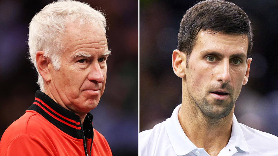 John McEnroe says Novak Djokovic should swiftly explain discrepancies discovered in the PCR tests he submitted as evidence to Australia's Federal Court earlier this year. Pictures: Getty Images