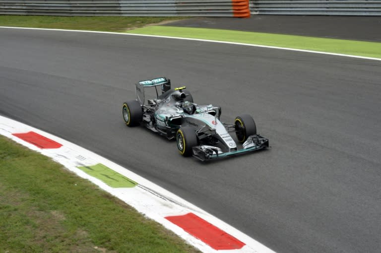 Mercedes AMG Petronas F1 Team's German driver Nico Rosberg drives during the second practice session at the Autodromo Nazionale circuit in Monza on September 4, 2015 ahead of the Italian Formula One Grand Prix