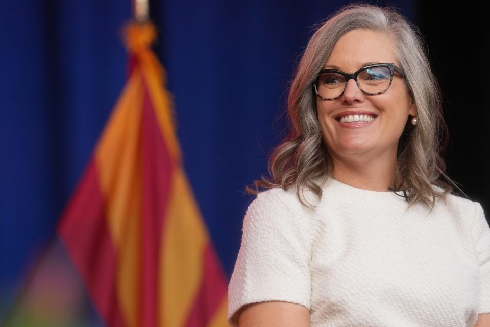 Gov. Katie Hobbs during her public inauguration at the Arizona state Capitol in Phoenix on Jan. 5, 2023.