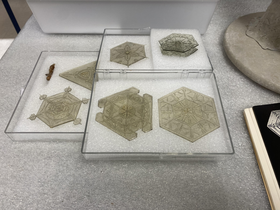 Nathan Coleman: These intricate models of snow crystals were created by Edwin Reiber for the Cranbrook Institute of Science (Michigan). The models were the 