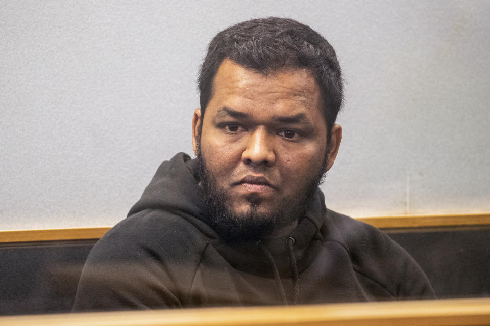 Ahmed Aathill Mohamed Samsudeen appears in the High Court in Auckland, New Zealand, Aug. 7, 2018, after he was found possessing a series of images which depict extreme violence, cruelty, death and graphic war scenes. The New Zealand government has named 32-year-old Samsudeen as the extremist who was shot and killed by police after he attacked people in an Auckland supermarket, Friday, Sept. 3, 2021, with a knife, injuring seven. (Greg Bowker/New Zealand Herald via AP)