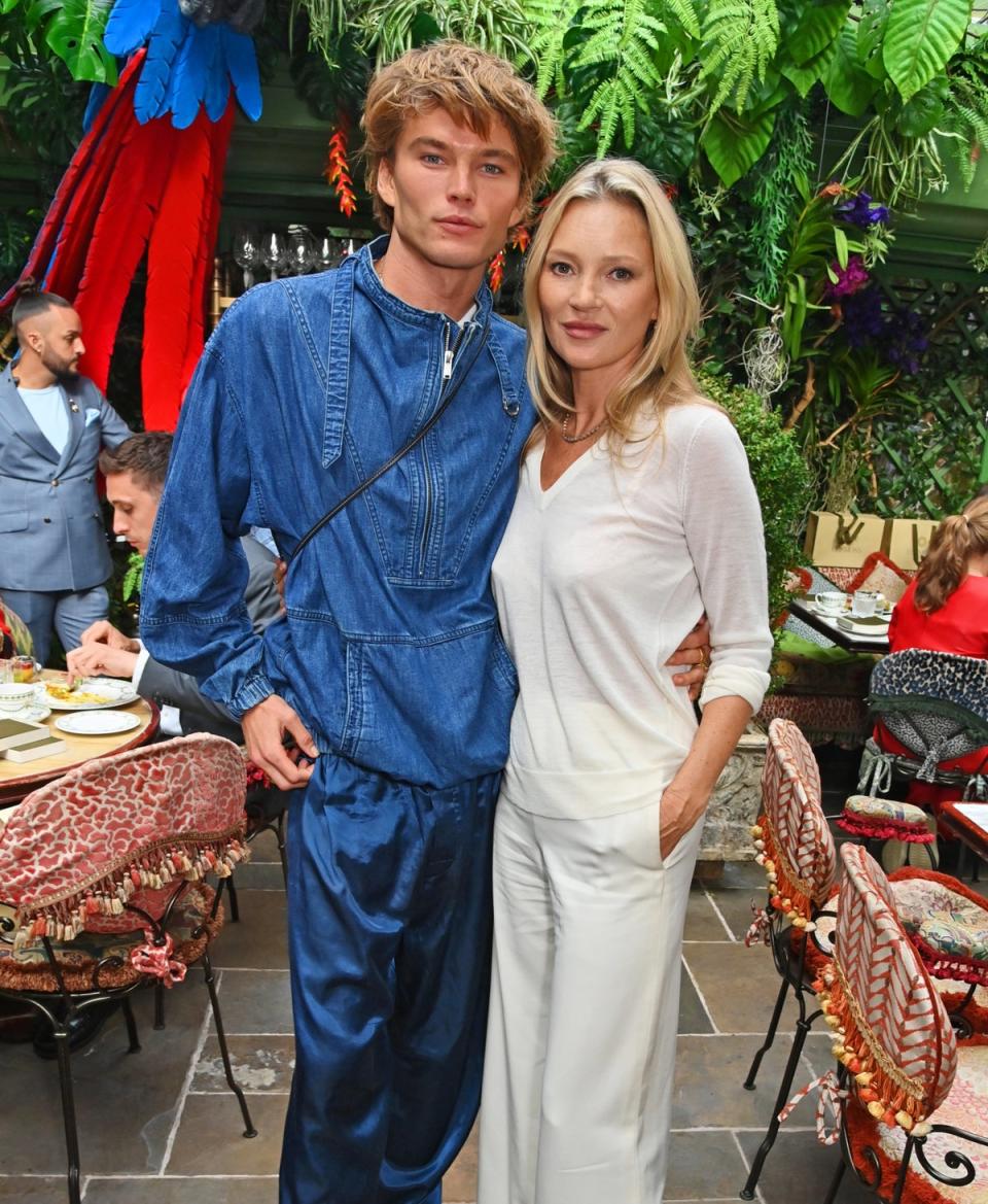 Jordan Barrett and Kate Moss celebrate the first anniversary of Cosmoss at Annabel's (Dave Benett)